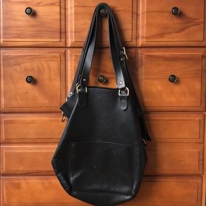 The Stowe black leather shoulder bag